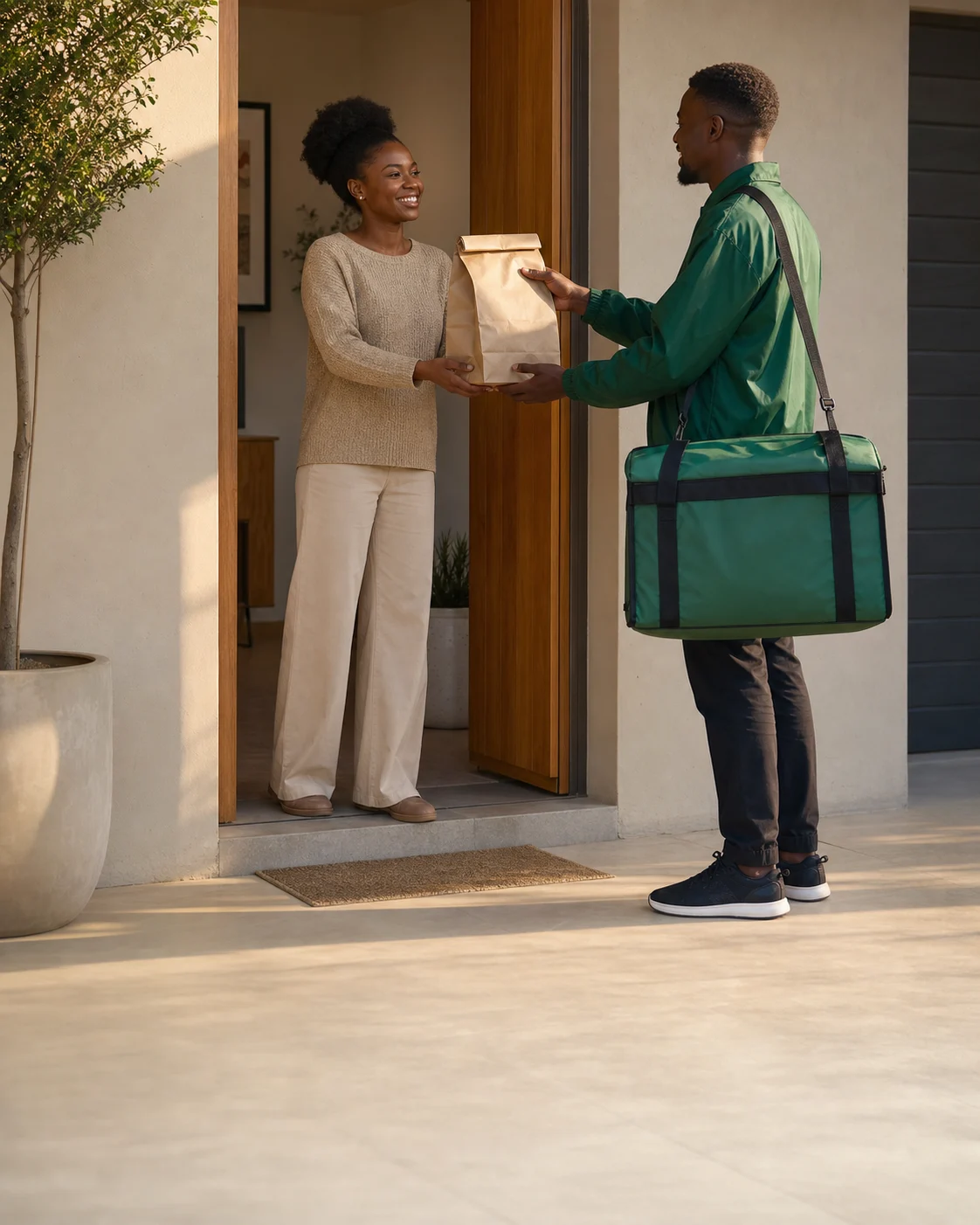 A Kose Eats courier delivering an order