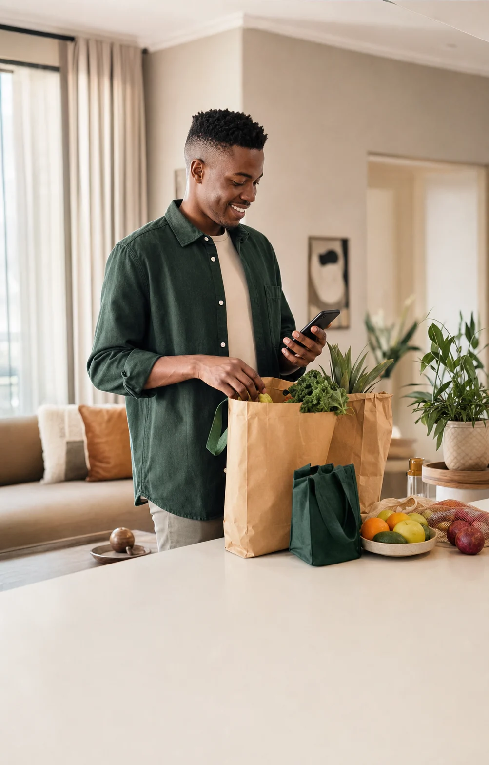 A Kose customer unpacking a local shopping order