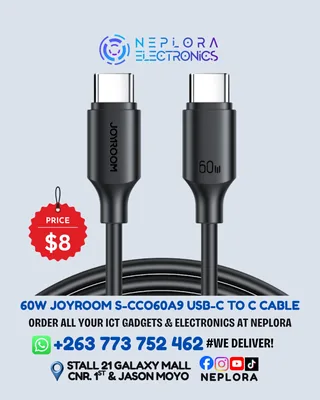 JOYROOM S-CC060A9 60W USB-C to USB-C Fast Charging Data Cable in Harare