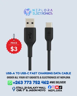 USB-A to USB-C Fast Charging Data Cable in Harare