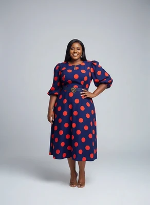 Casual Polka Dot Flared Dress