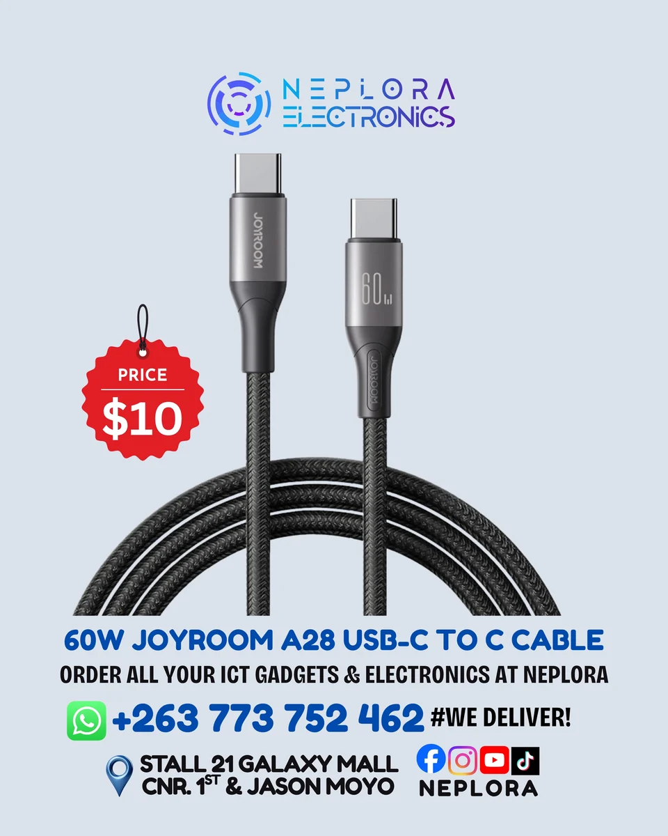 JOYROOM A28 60W USB-C to USB-C Fast Charging Cable in Harare