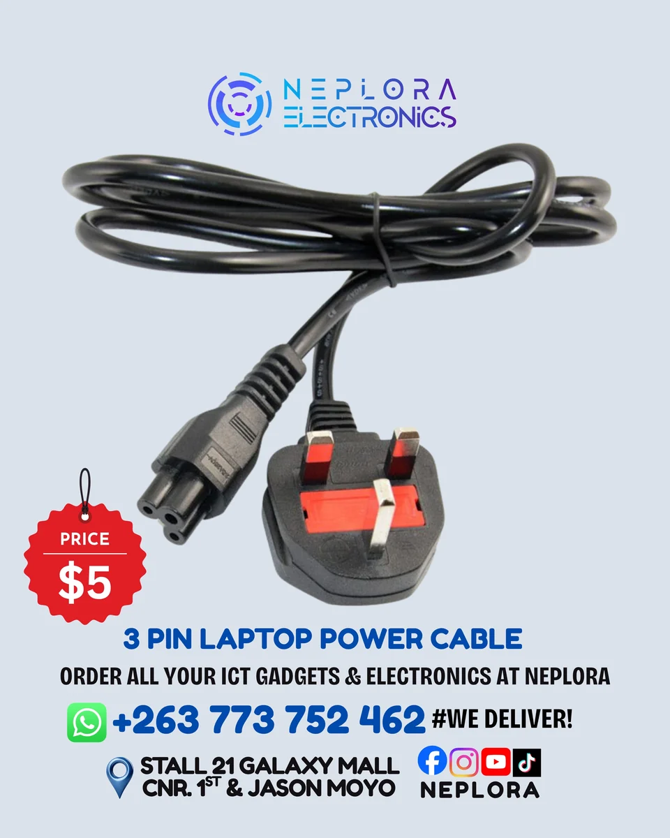 3-Pin Laptop Power Cable in Harare