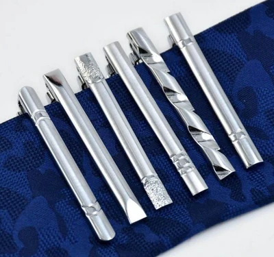 Silver classy designs tie clips