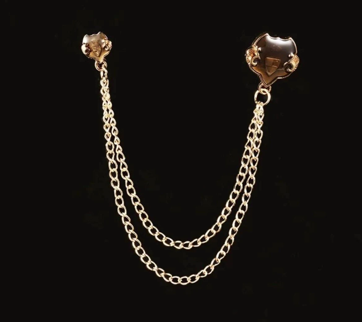 Classy gold suit pin or lapel chain