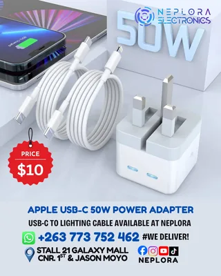 50W USB-C POWER ADAPTER + USB-C TO LIGHTNING FAST CHARGING CABLE