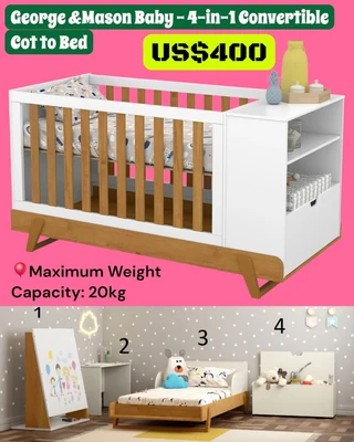 George and Mason 4 in 1 Convertible Cot to Bed