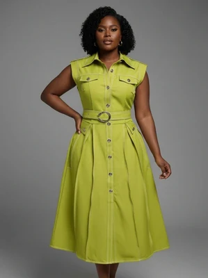 Safari Belted Midi Dress